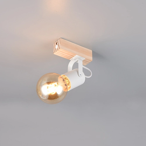 Ceiling lamp Lynar white with wood
