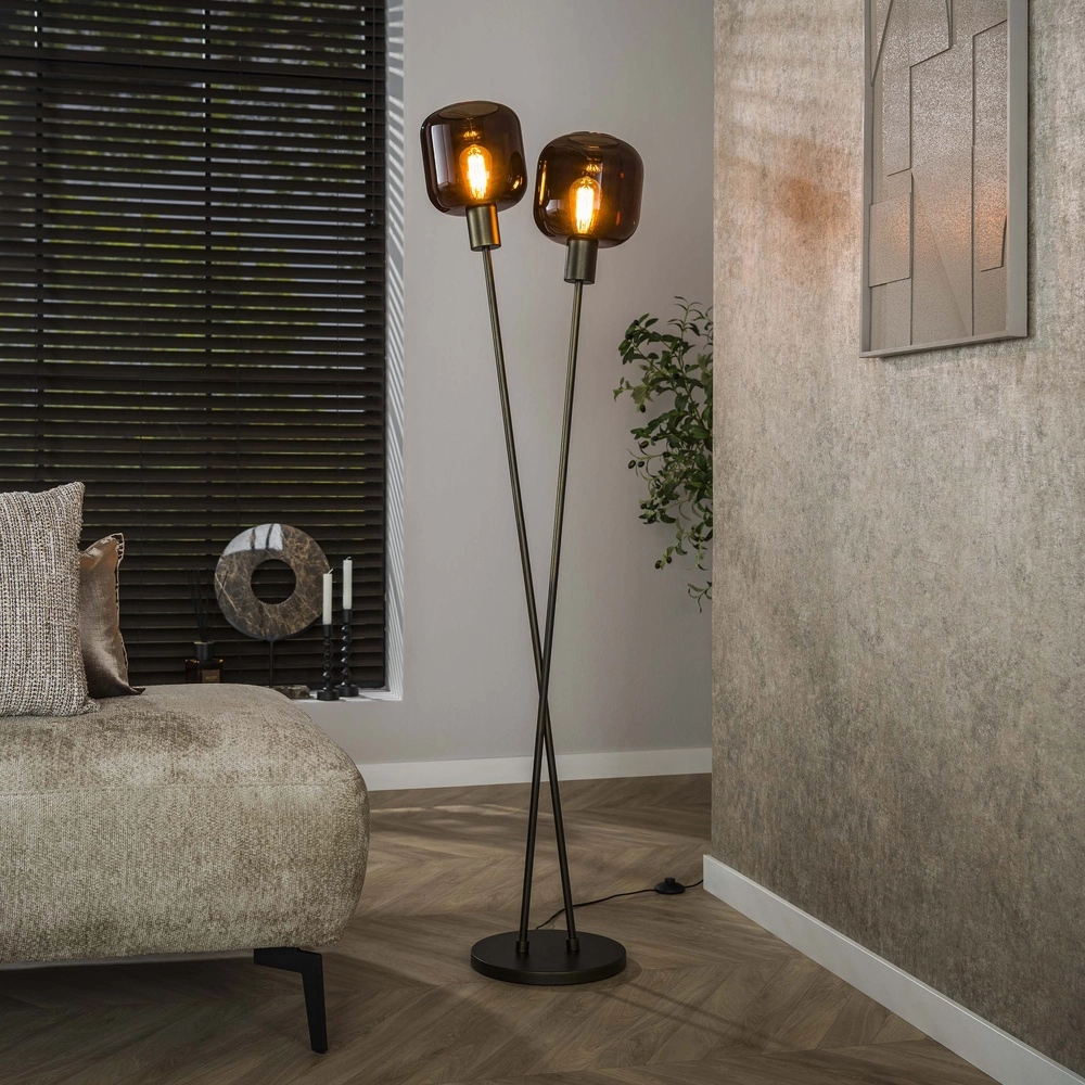 Design floor lamp Bronza Sienna brown - 2x E27