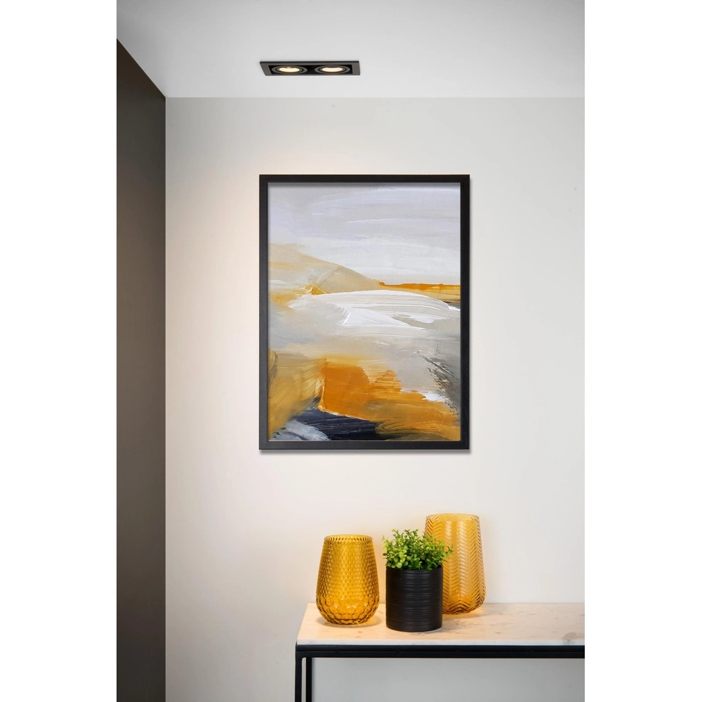 Rectangular recessed spotlight Chimney Double Black Lucide 5411212092267