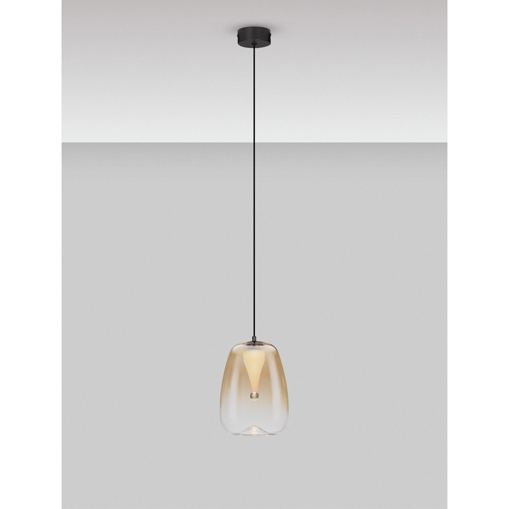 Design pendant lamp Oblo 1-light amber glass Lyora 5212017474094