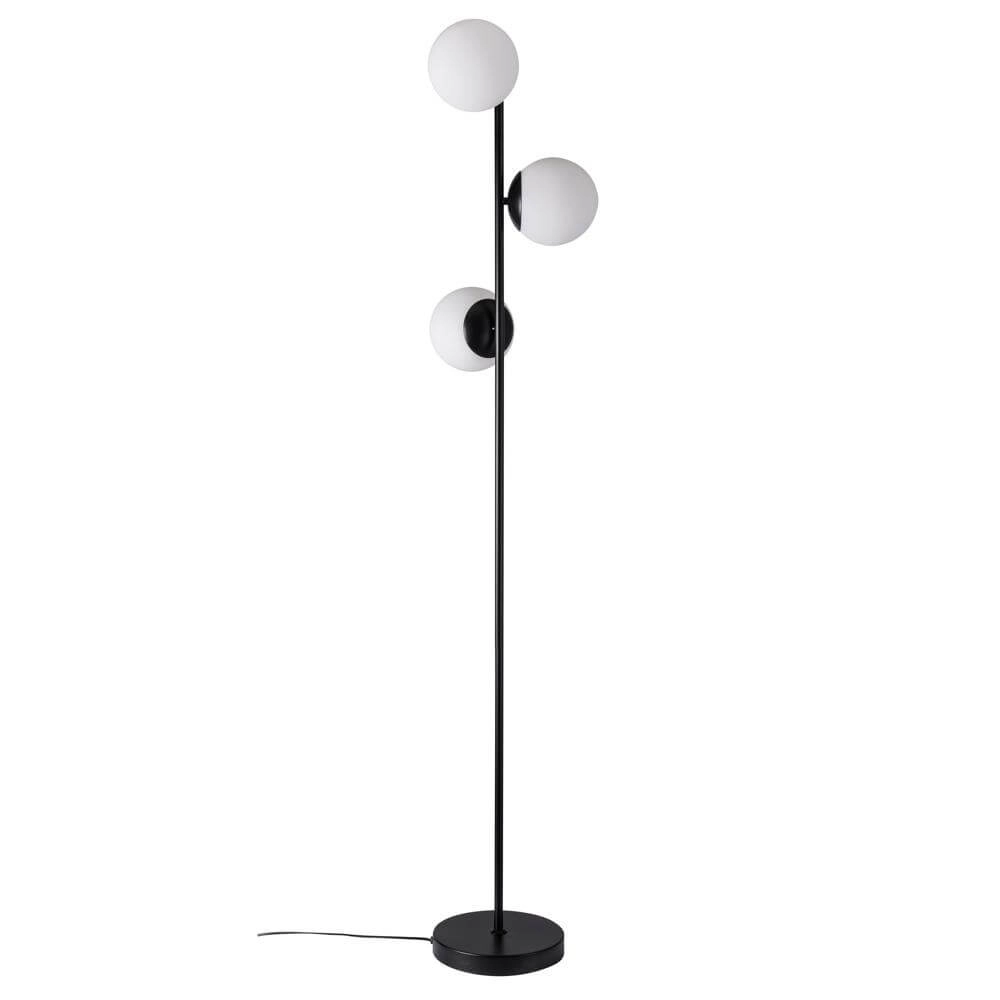 Floor lamp Lilly 3-light black with white sphere