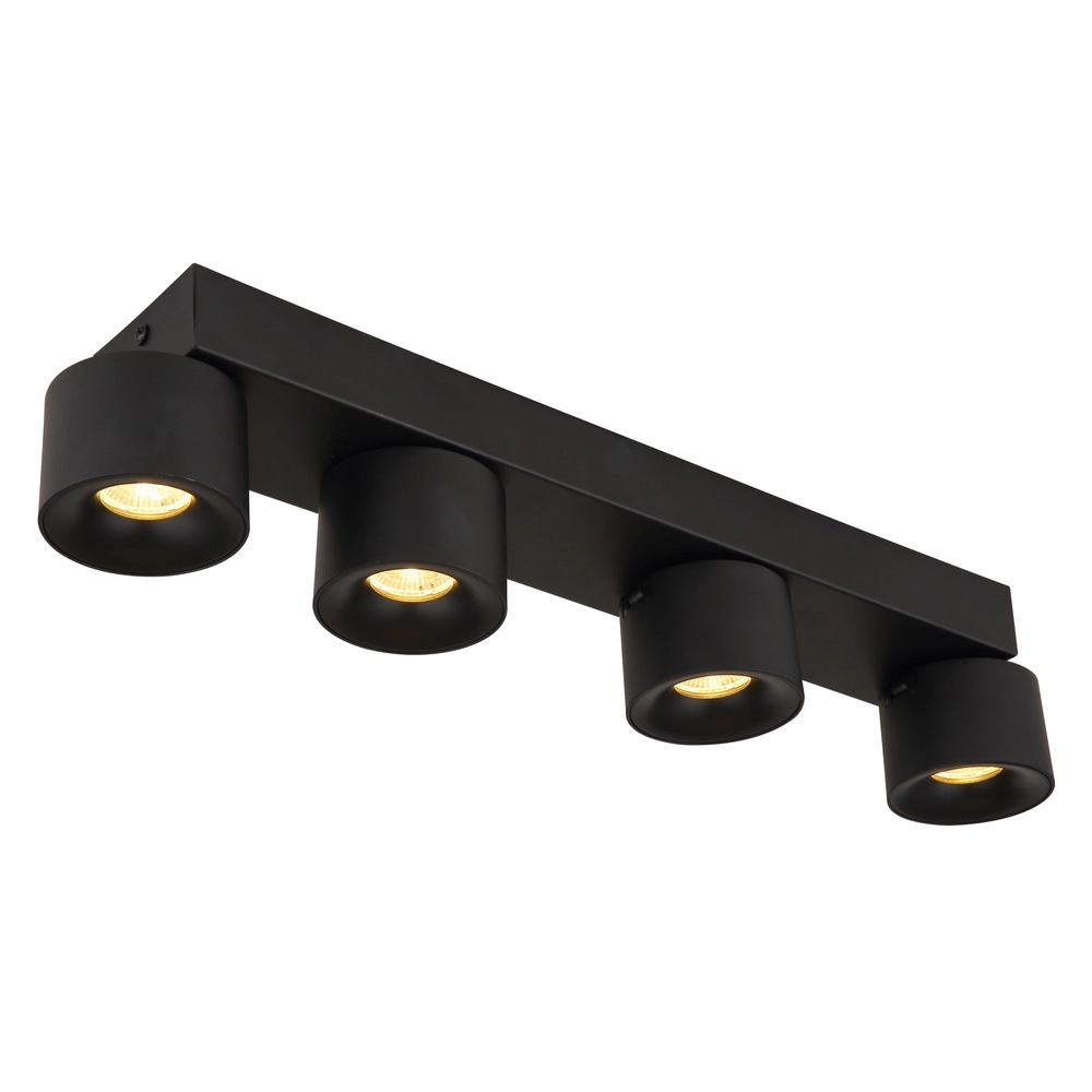 Sleek ceiling lamp Rae 4-light black Globo 9007371459643