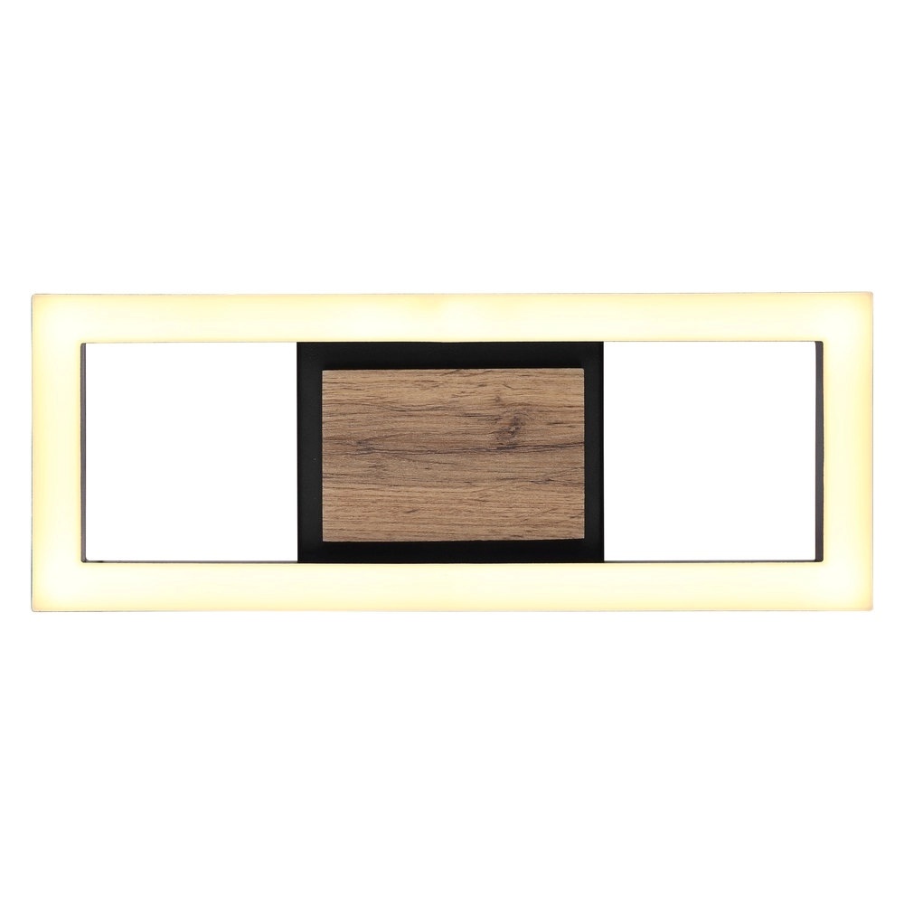 Ceiling lamp Beatrix Rectangle black with wood Globo 9007371454402