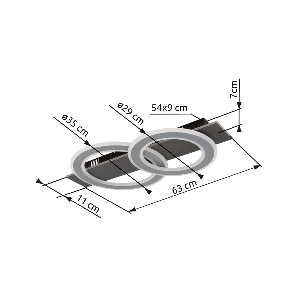 Design ceiling lamp Jayden anthracite 2 rings Globo 9007371453054