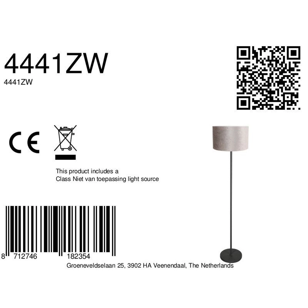 Black floor lamp Noor with grey hood Steinhauer 8712746182354