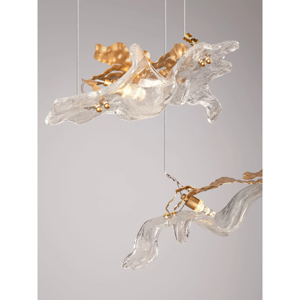 Golden pendant lamp Avesa with clear glass 128cm Lyora 5212063500426