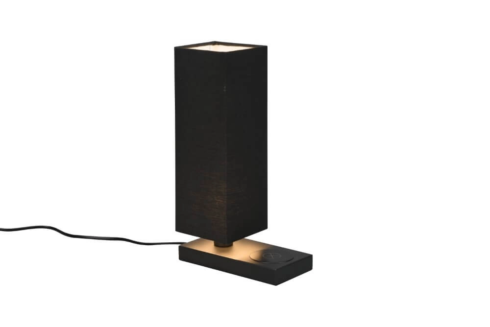 Black table lamp Haley with Qi charger