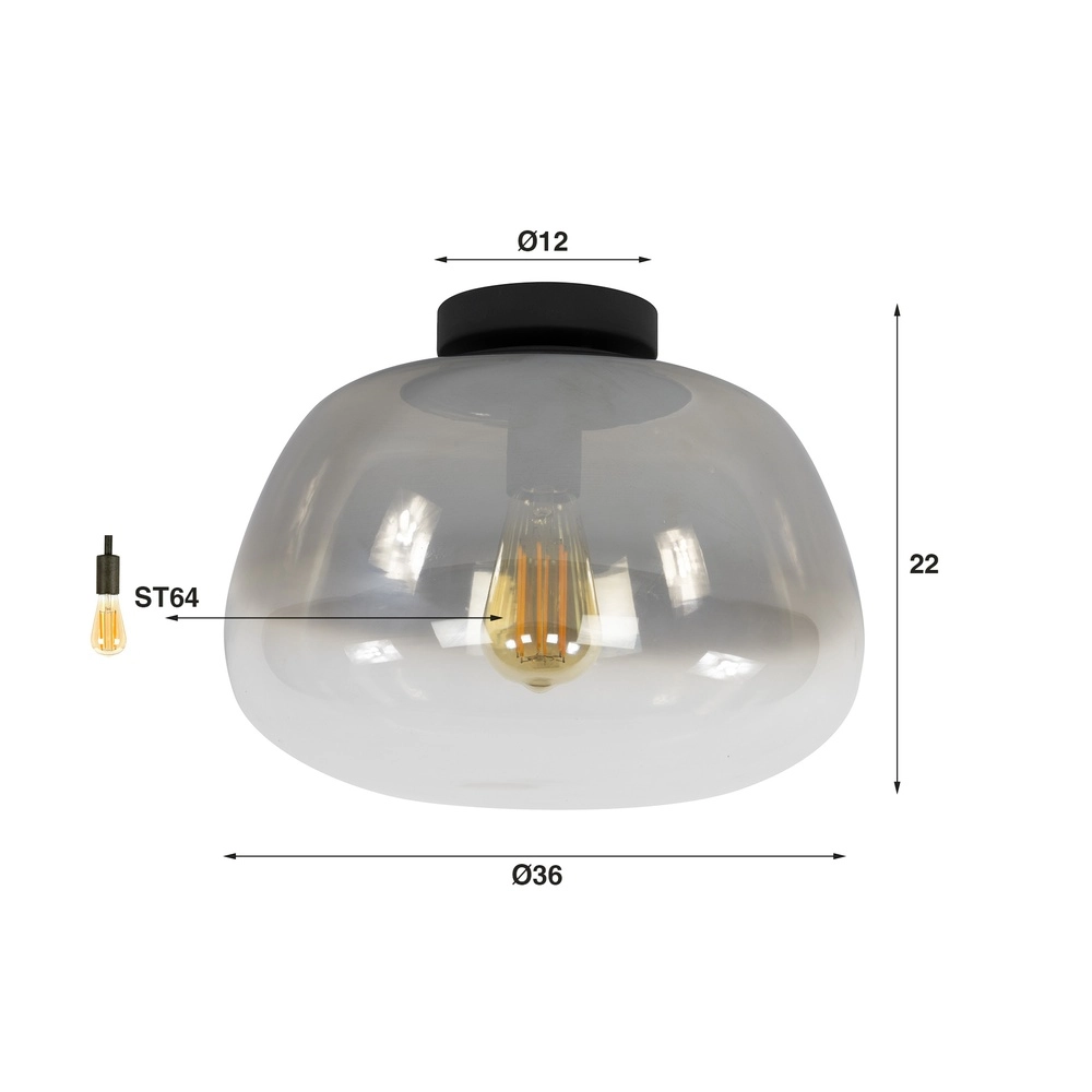 Glass ceiling lamp Pulse Ø 36cm - smoke glass Lyora 8716803512047