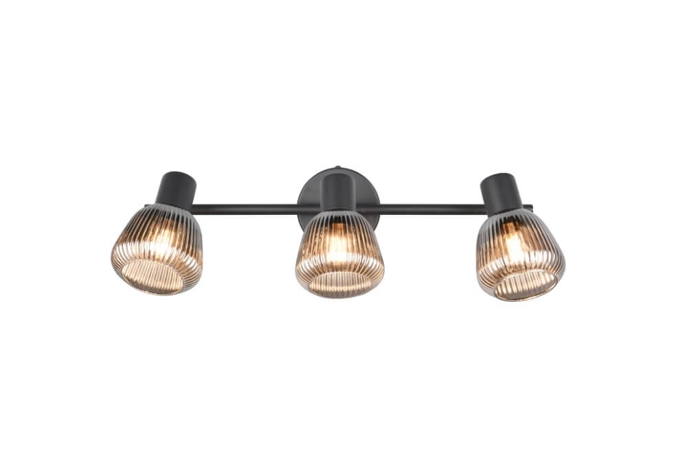 3-light ceiling lamp Tarifa with ribbed glass Trio 4017807615845