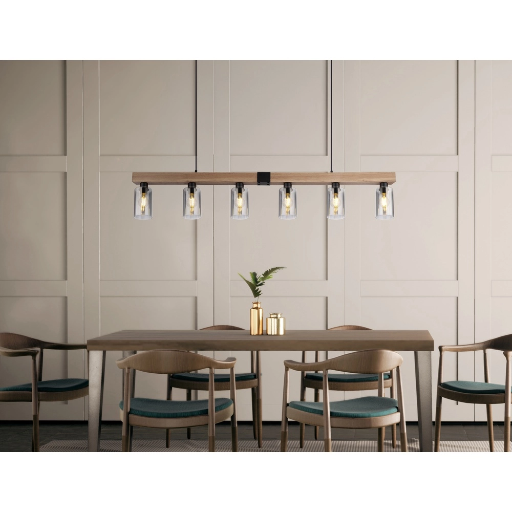 Pendant lamp Hadera 6-light black with smoke glass Globo 9007371443253