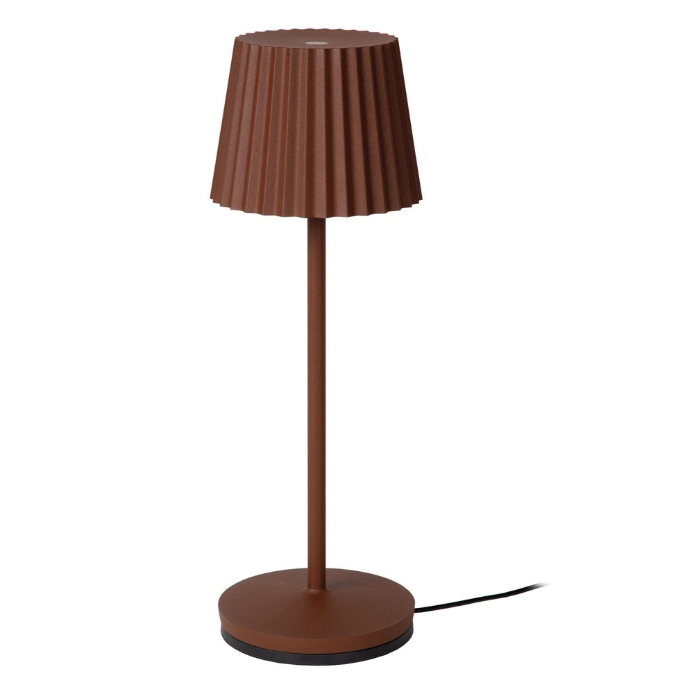 Rechargeable table lamp Justine Rust brown with charging station Lucide 5411212272195