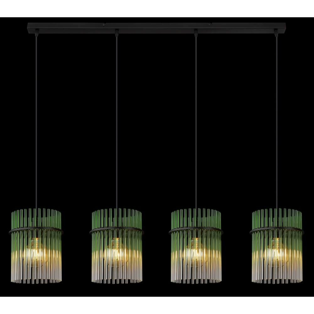 Black pendant lamp Gorley with green glass 4-lights Globo 9007371465989