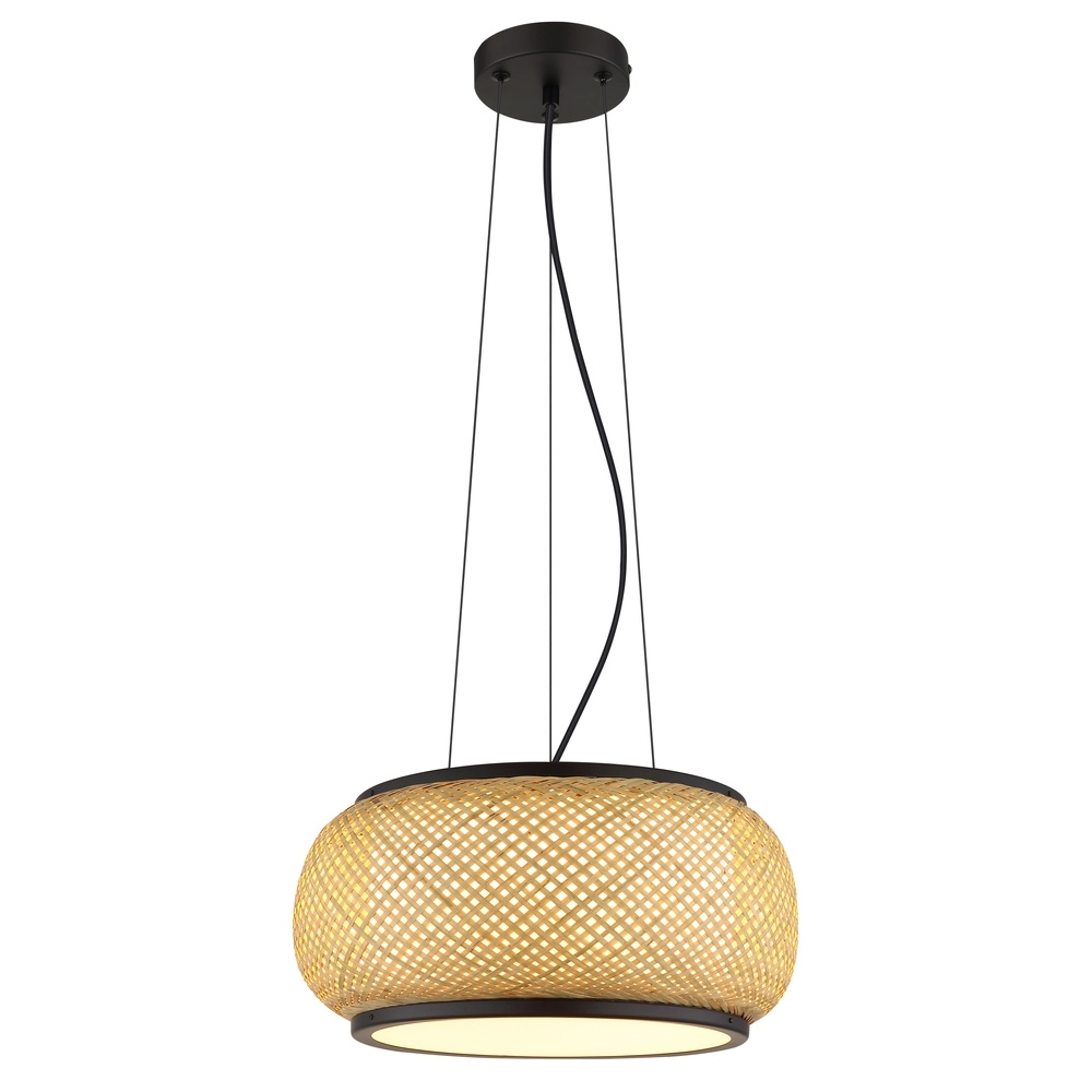 Pendant lamp Bambora black with bamboo Globo 9007371578795