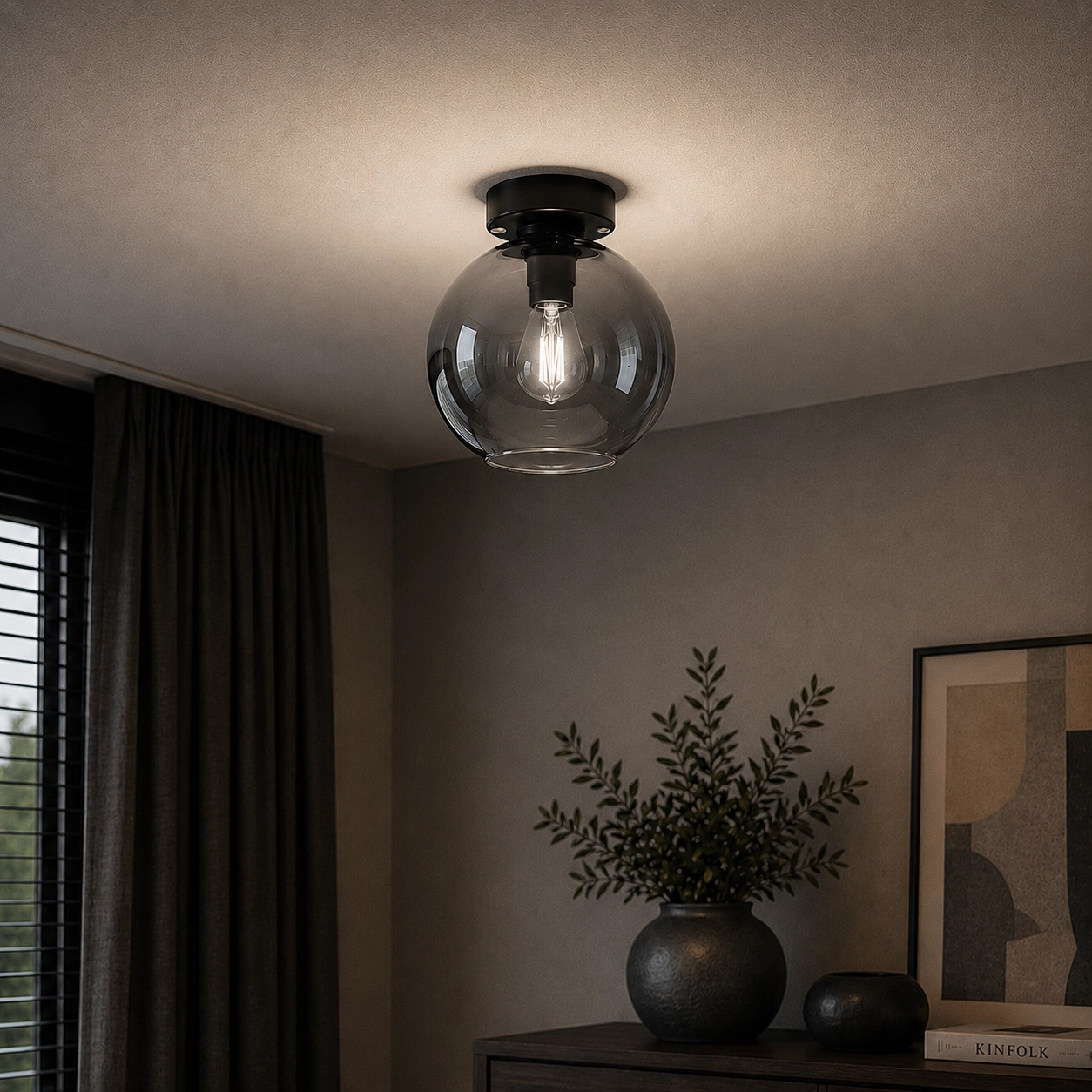 Ceiling light Marino gray glass Ø 25cm