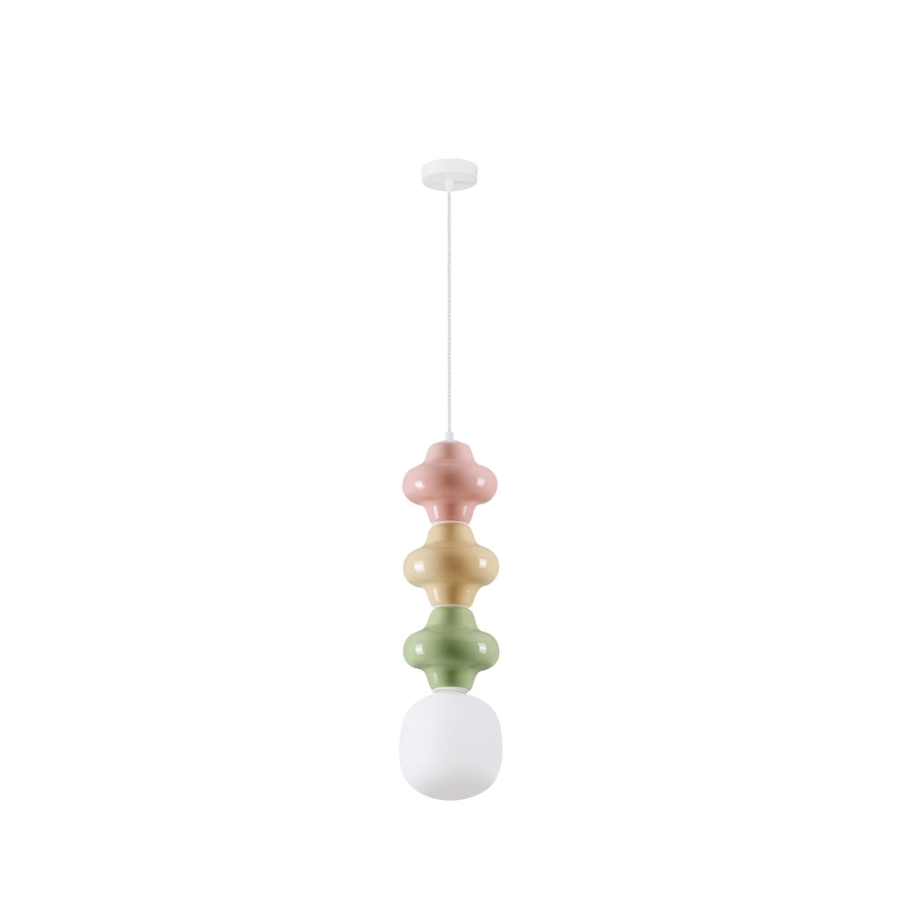 Pendant lamp Clio L white glass with colored ceramic Lyora 5212017461315