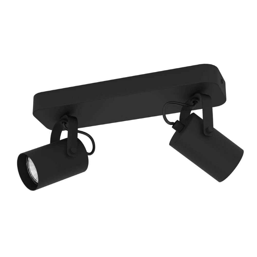 Black ceiling spotlight Sorego 2-light