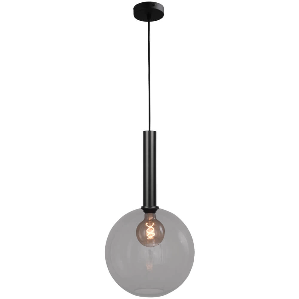 Hanging lamp Ø 30cm Bella 2 Black with smoke glass