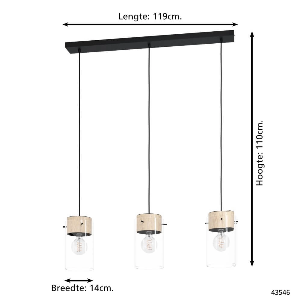 Dining room hanging lamp Madreselva with glass Eglo 9002759435462