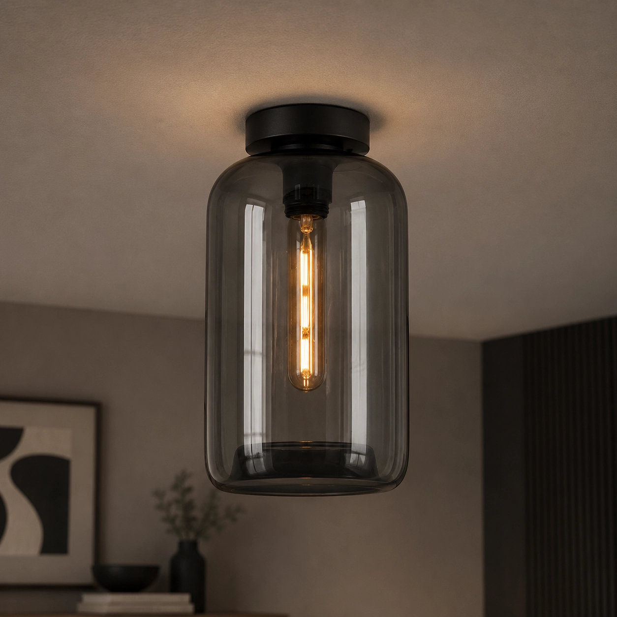 Ceiling light Botany smoke glass