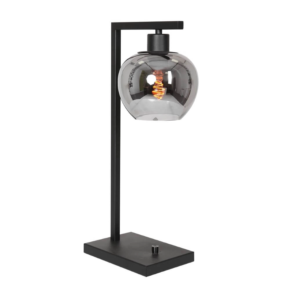 Black table lamp Lotus with smoked glass