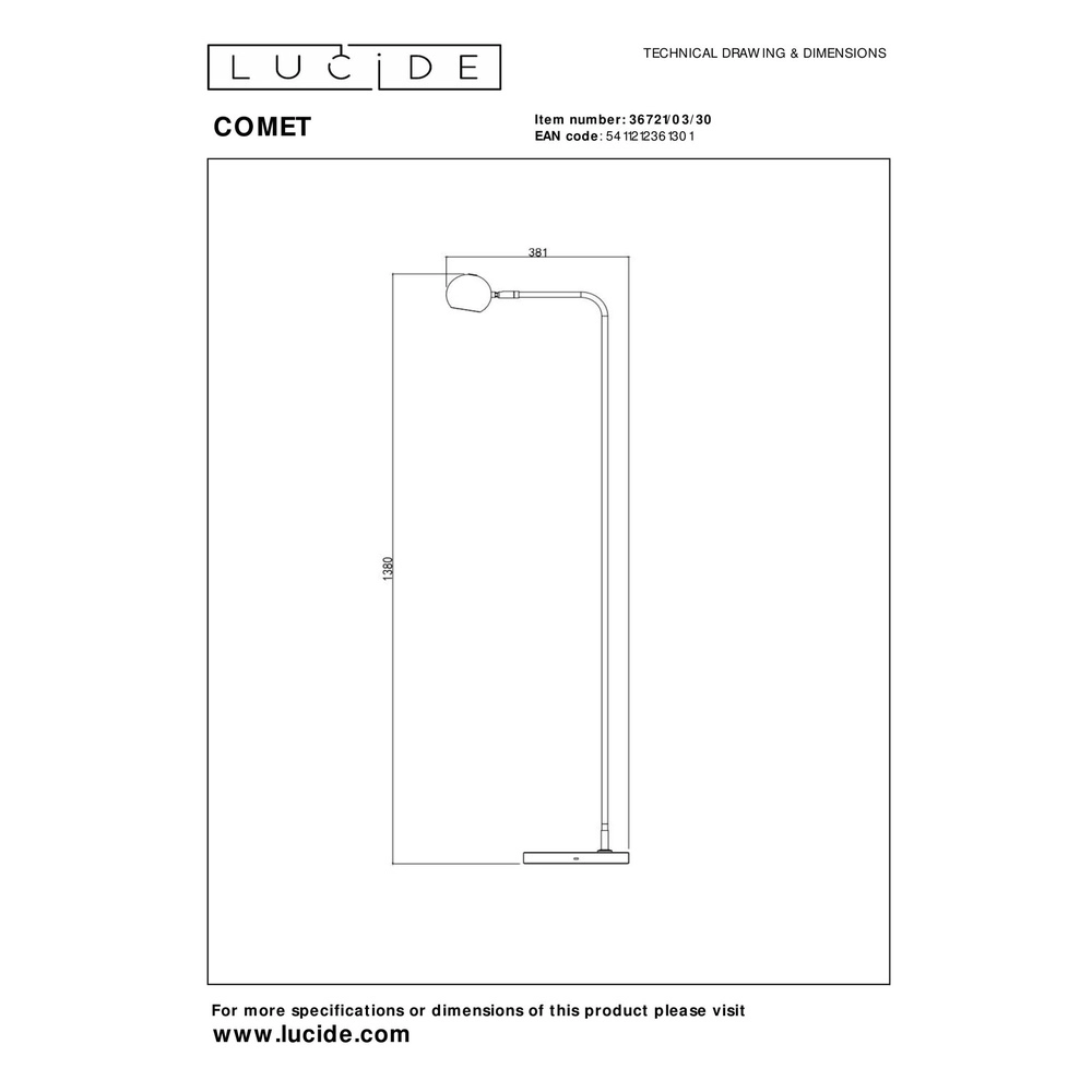 Rechargeable reading lamp Comet Black Lucide 5411212361301