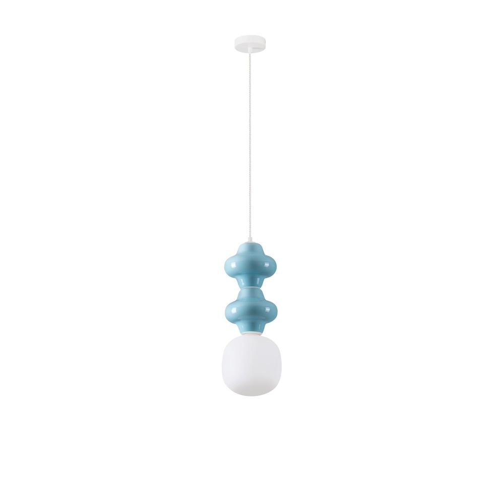 Pendant lamp Clio M blue keremia with white glass Lyora 5212017461254