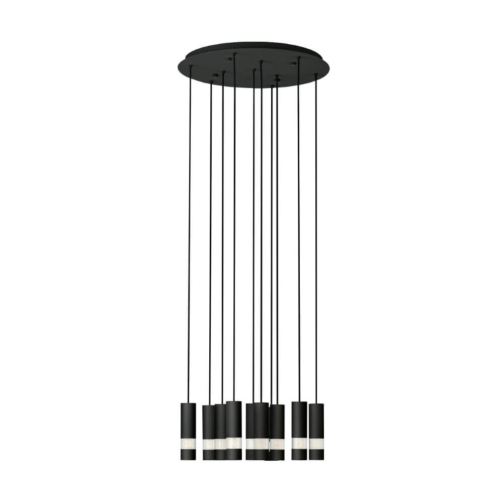 Round hanging lamp Bernabeta black 10-light