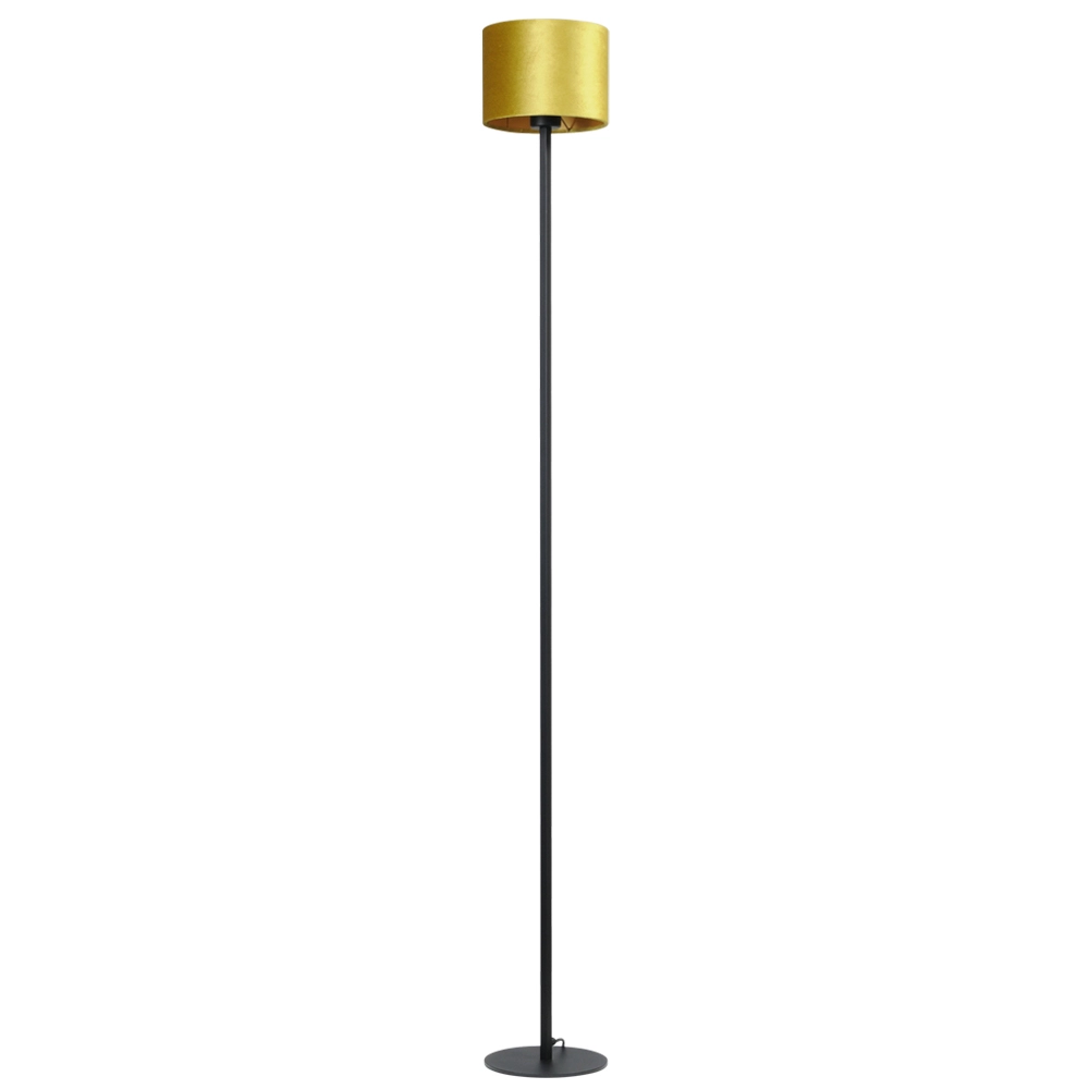 Black floor lamp Venus 175cm with ocher yellow lampshade