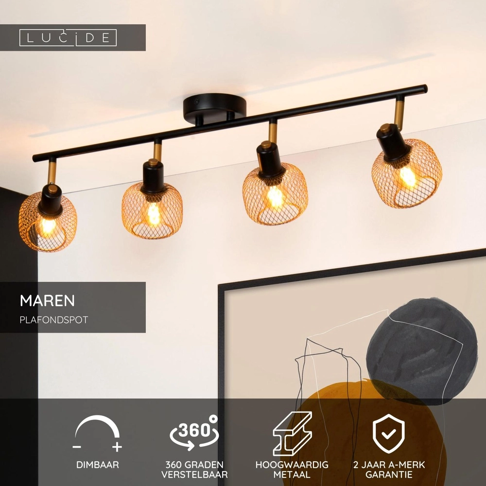Ceiling light Maren 4-light gold Lucide 5411212771100
