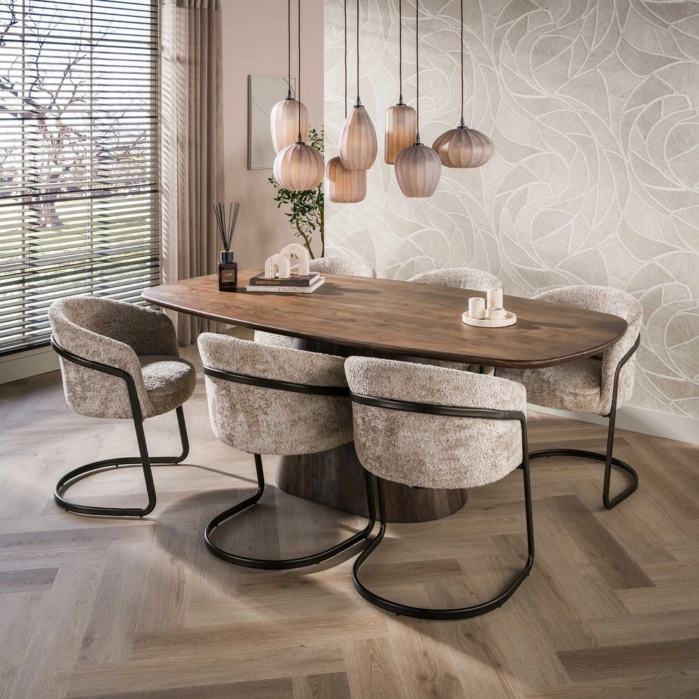 7-lichts hanglamp Altura sienna bruin met frosted glas Lyora 8716803514874