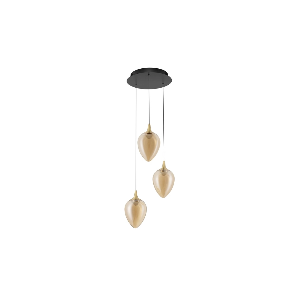 Pendant lamp Nali 3-light amber glass Lyora 5212017477774