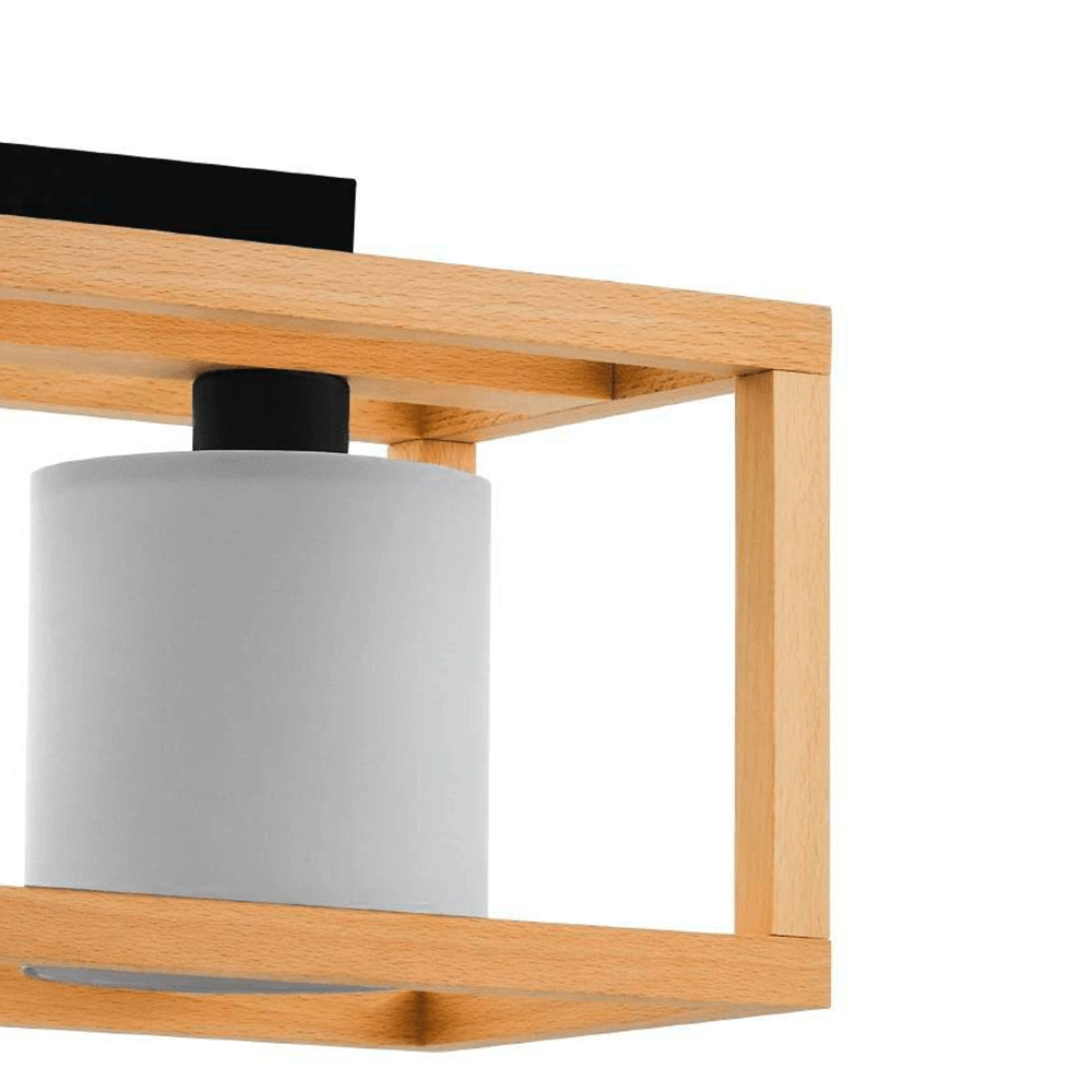 Wooden ceiling lamp Granados 3-light with white shade Stars of Light 9008606223602