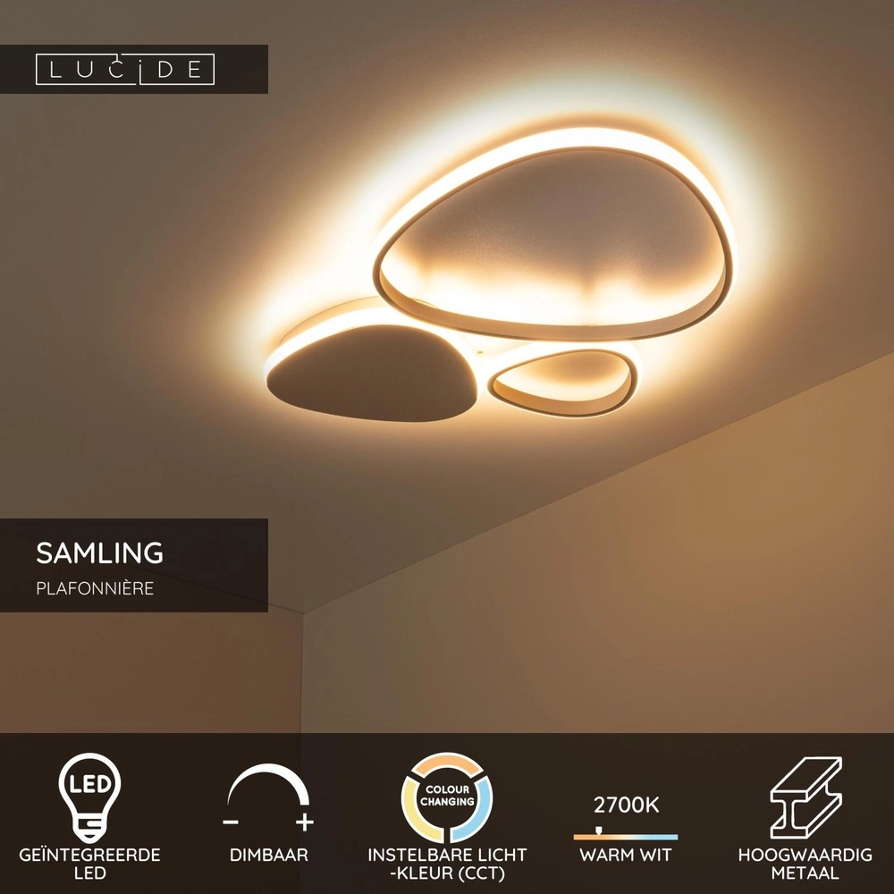 Modern ceiling lamp Samling S sand brown Lucide 5411212782960