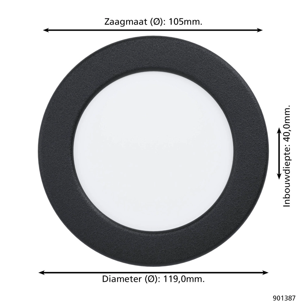 Recessed lamp Fueva 6 round - black - Ø 11,9cm Eglo 9008606330683