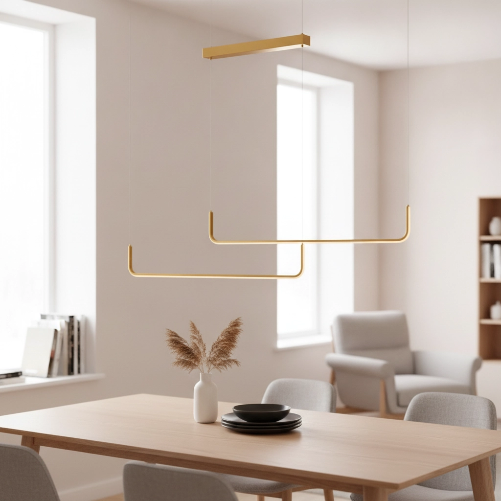 Sleek pendant lamp Strita gold double 3000K