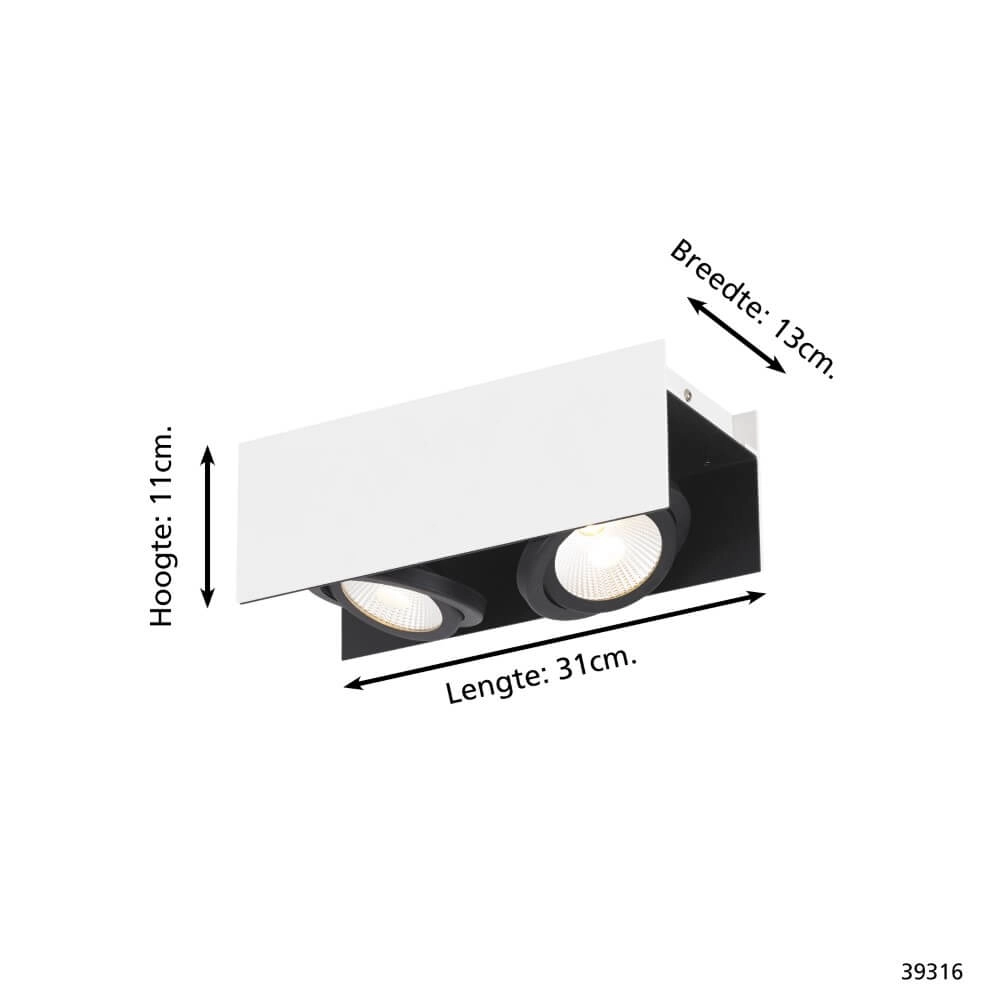 Directional spotlights Vidago 2-light white with black Stars of Light 9002759393168