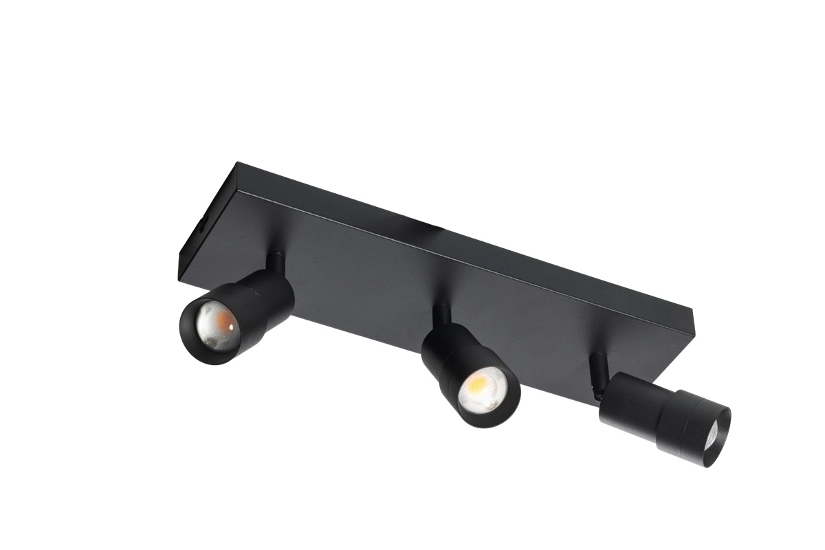 Surface mounted spot 3x led Liam black - rectangular