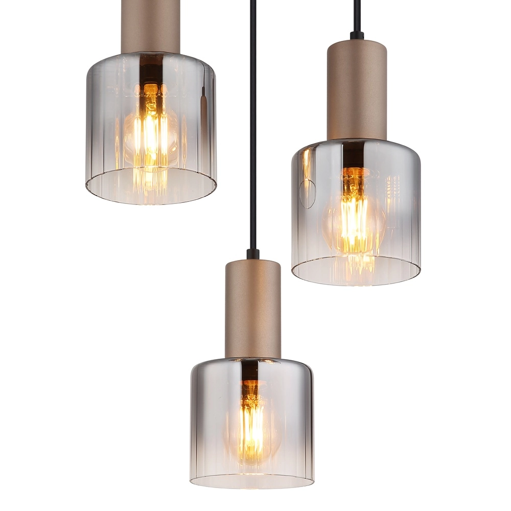 Pendant lamp Walton 3-light coffee brown Globo 9007371583188