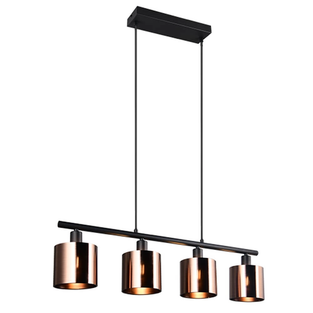 4-light pendant lamp Jason black with copper bronze