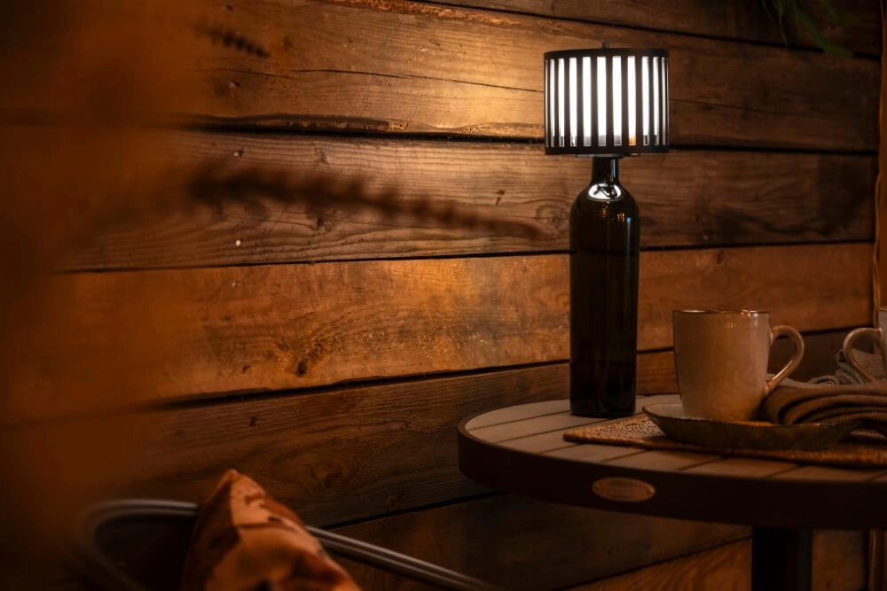 Unique table lamp Bottle Black rechargeable KonstSmide 7318308377520