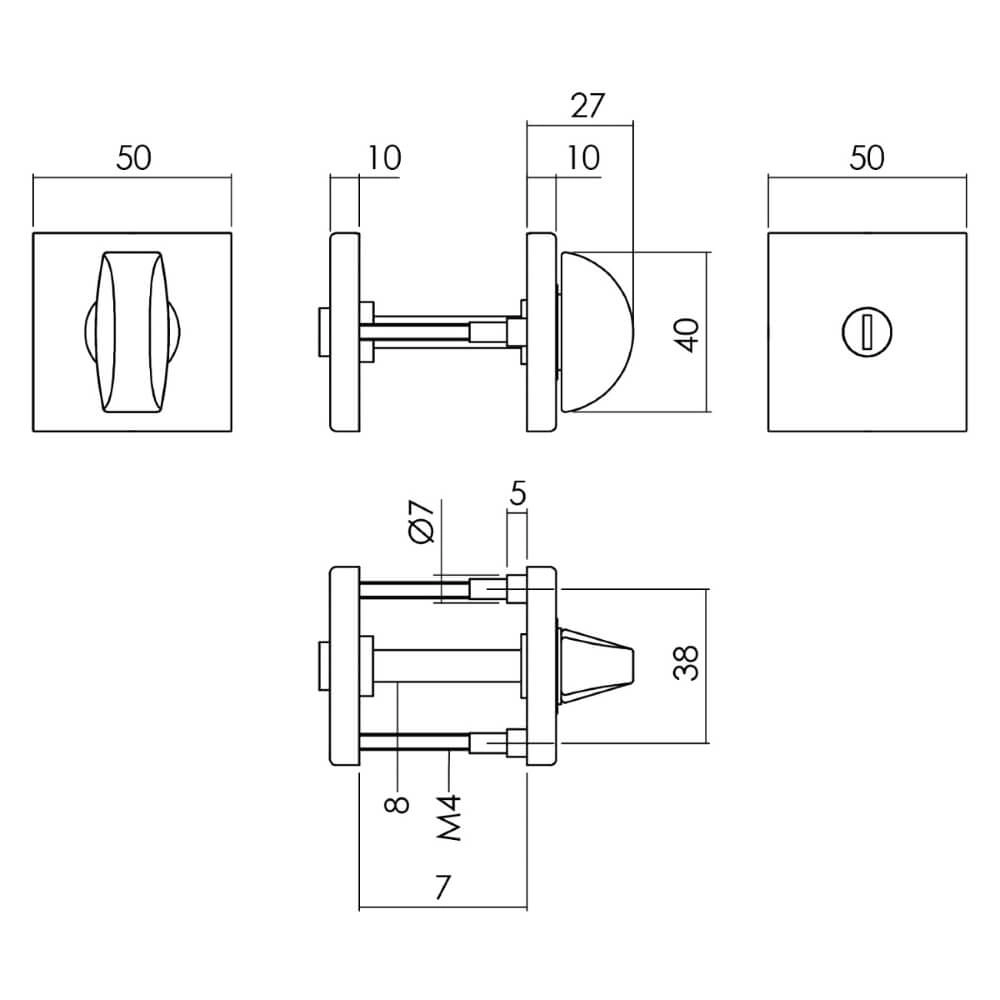 Complete door handle set Denham Black toilet Intersteel 8714186634684