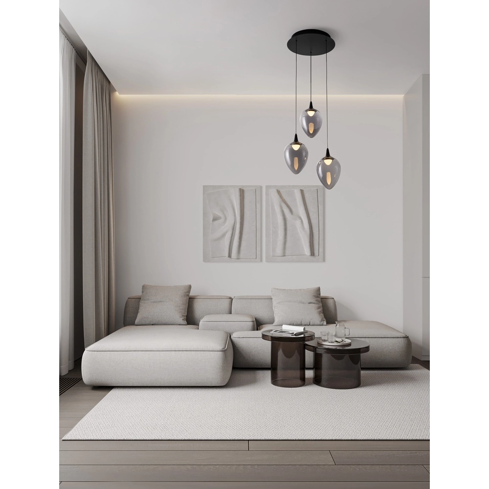 Pendant lamp Nali 3-light smoke glass Lyora 5212017477767