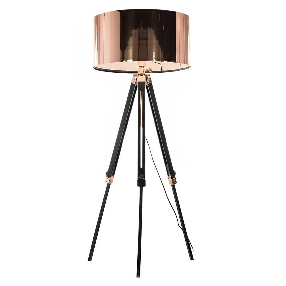 Tripod floor lamp Jewel 150cm black with red copper
