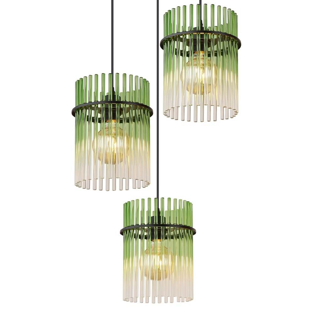 Black pendant lamp Gorley with green glass Ø 47cm Globo 9007371462988