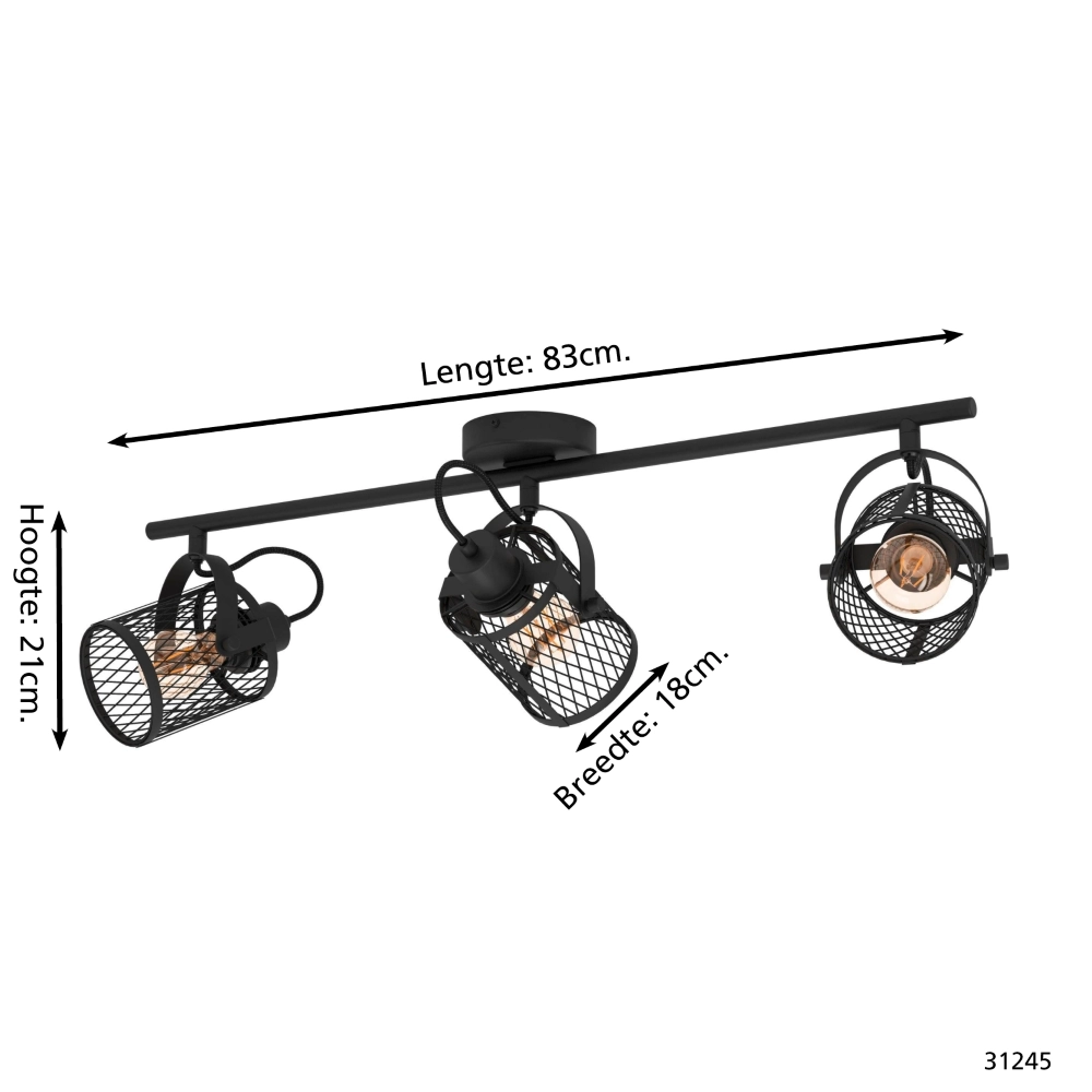 Ceiling lamp Dellow 1 black 3-lights Eglo 9002759312459