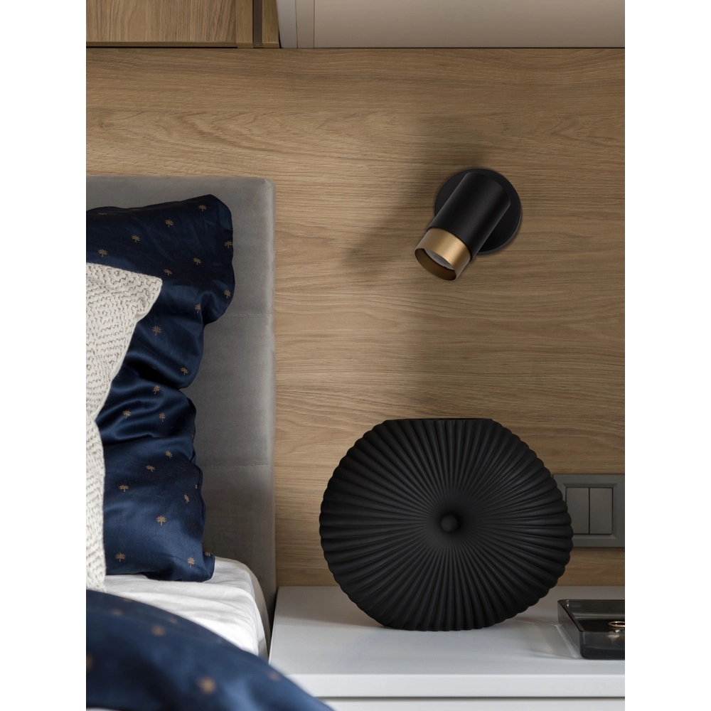 Ceiling spotlight Pogno Single black with gold Lyora 5212017430830