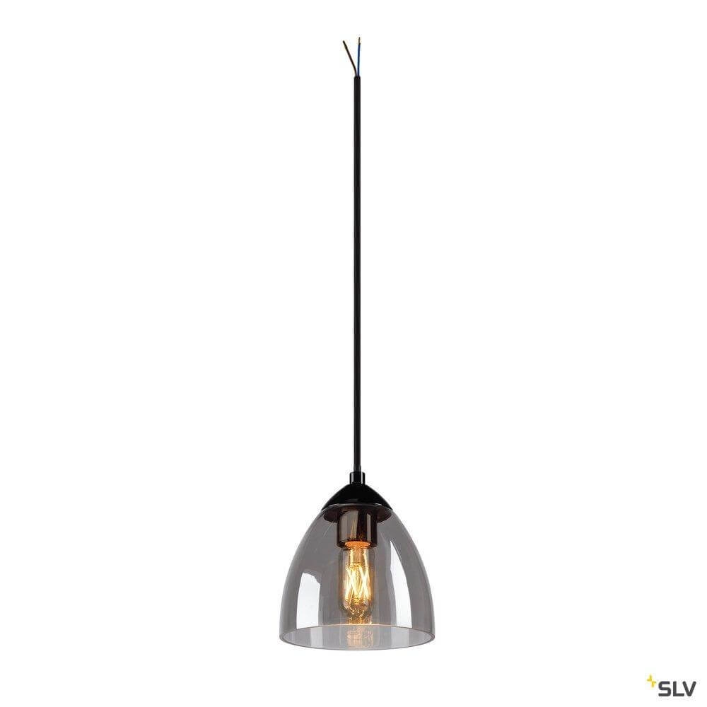 Glass pendant lamp Para Cone black with smoke glass