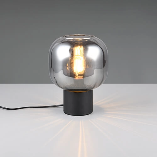 Trendy table lamp Diva black with smoke glass