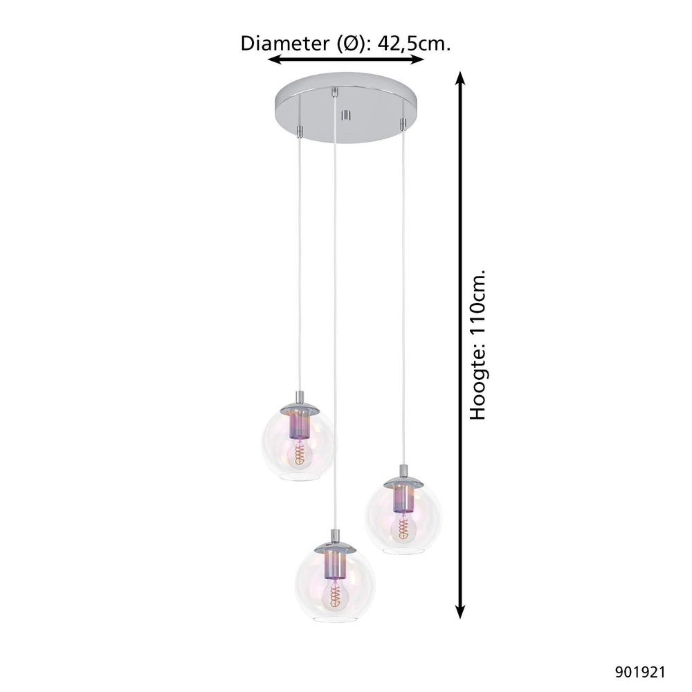 Pendant lamp Ariscani 2 3-light chrome round Eglo 9008606358106