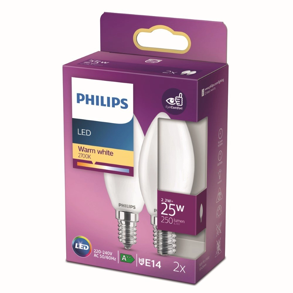 2,2W - E14 - 2700K - 250 lumen set with 2pcs